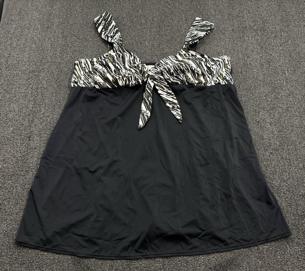 Catherines Womens Black & White One Piece Swim Suit Dress Plus Size 24W